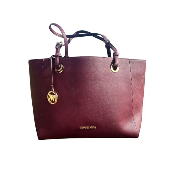 Michael Kors Walsh maroon Merlot structured multifunctional tote bag career - Picture 1 of 13